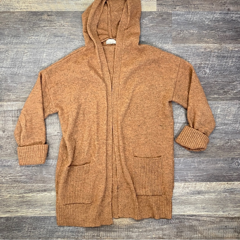 Becool brown hooded cardigan sweater size large L B166